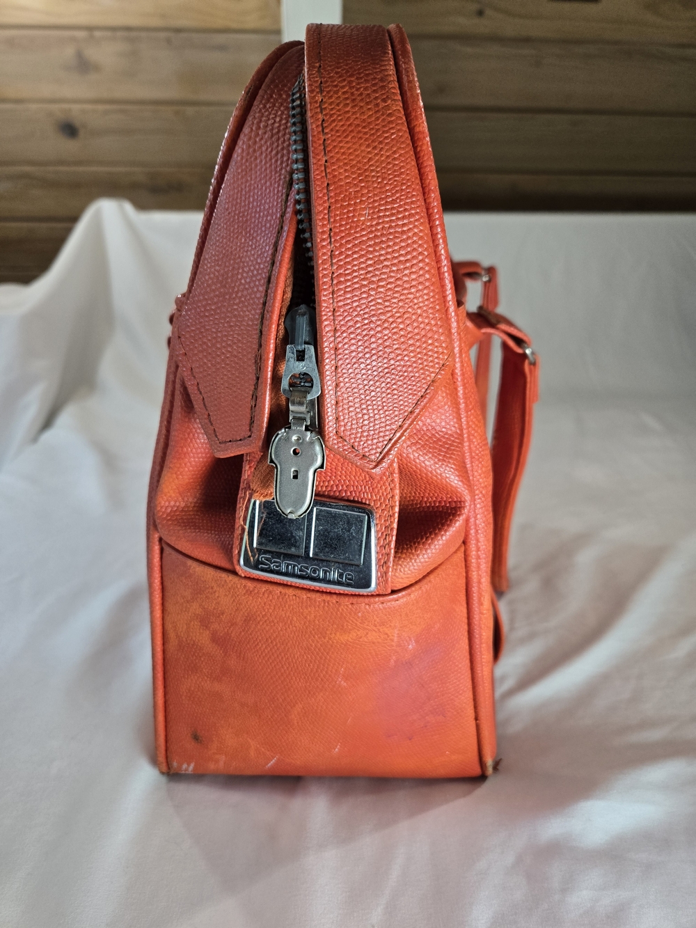 Vintage Samsonite Orange Leather Tote Amazing - Picture 5 of 16